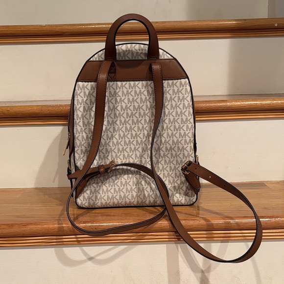 Michael Kors Brown and Vanilla Monogram Mini Backpack main image 5